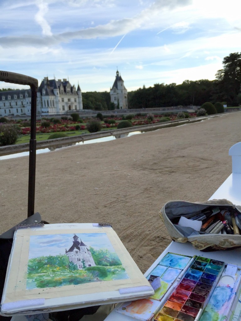 plein air painting at Chenonceau Castle